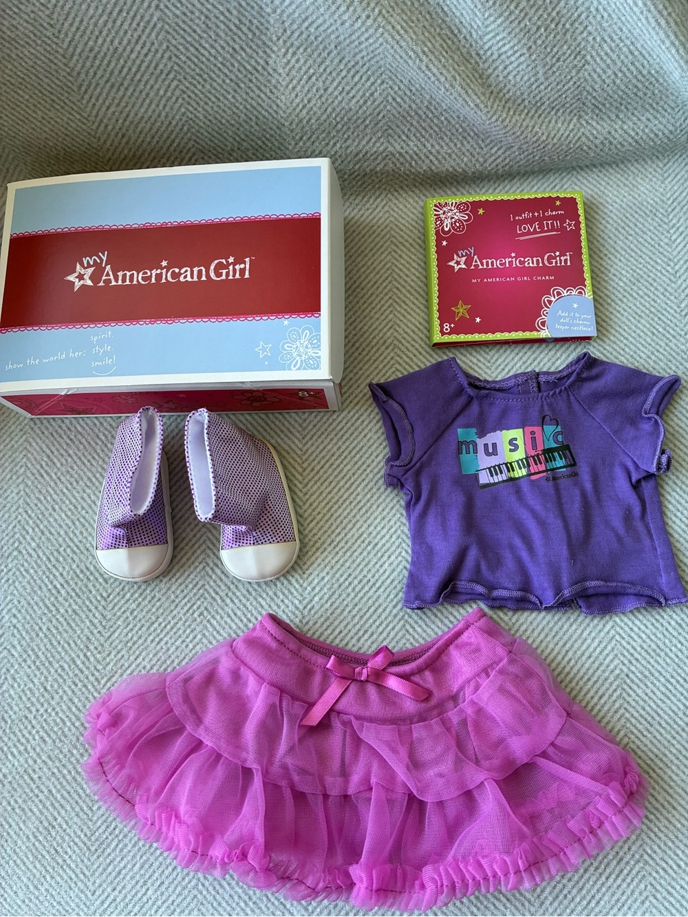 American Girl Sweet Melody Outfit 18” Doll Purple Shirt Tutu Shoes New in Box